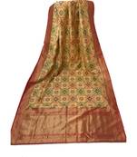 Peach woven Banarasi Cotton Silk saree with Blouse