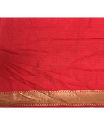 Peach woven Banarasi Cotton Silk saree with Blouse 2