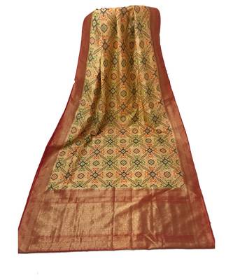 Peach woven Banarasi Cotton Silk saree with Blouse 3