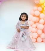 Baby Pink Glitter Lehenga Choli with Dupatta for girls