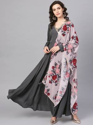 Black plain polyester kurta with dupatta 1