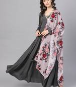 Black plain polyester kurta with dupatta
