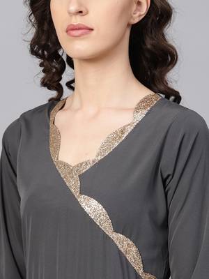 Black plain polyester kurta with dupatta 2