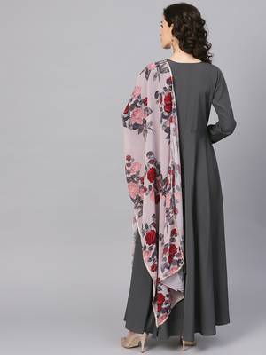 Black plain polyester kurta with dupatta 5