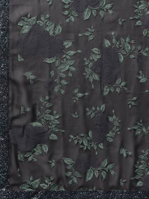 Black printed polyester kurta with dupatta 3
