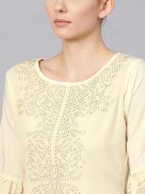 Cream plain crepe kurta and sharara with dupatta 2