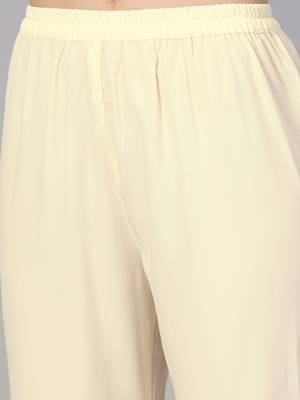 Cream plain crepe kurta and sharara with dupatta 3
