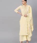 Cream plain crepe kurta with dupatta and palazzo