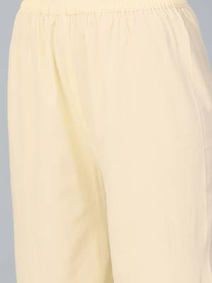 Cream plain crepe kurta with dupatta and palazzo 3