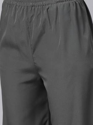 Grey plain crepe kurta and palazzo with dupatta 3