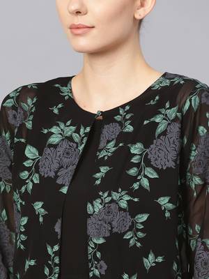 Black plain georgette kurta with jacket 2