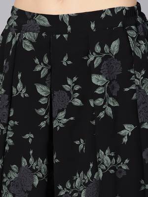 Black printed crepe top and palazzo with jacket 3