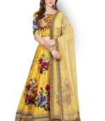 Yellow Embroidered Art Silk Unstitched Lehenga