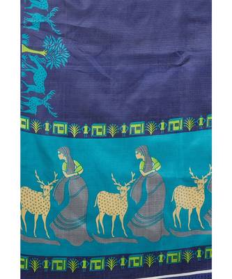 multicolor printed silk blend saree with blouse 7