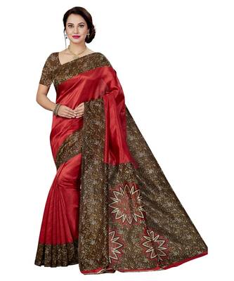 multicolor printed silk blend saree with blouse 2