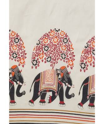 multicolor printed silk blend saree with blouse 7