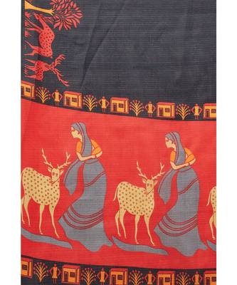 multicolor printed silk blend saree with blouse 4