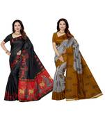 multicolor printed silk blend saree with blouse