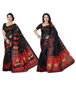 multicolor printed silk blend saree with blouse