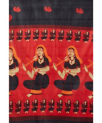 multicolor printed silk blend saree with blouse 4