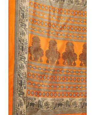 multicolor printed silk blend saree with blouse 4