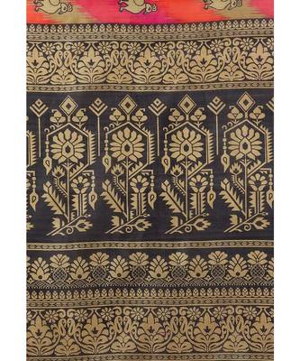 multicolor printed silk blend saree with blouse 4