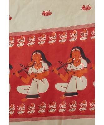 multicolor printed silk blend saree with blouse 4