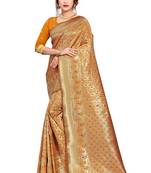 yellow woven art silk saree with blouse