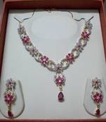 Pink Ruby Flowry AD-CZ Necklace