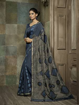 blue printed georgette saree without  blouse 1