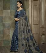 blue printed georgette saree without  blouse