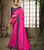 pink embroidered art silk saree with blouse