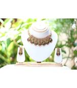 Meenakari peacock choker necklace set gold tone