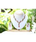 Reeti Fashions Green and Maroon Color Diamond Elegant Look Necklace Set