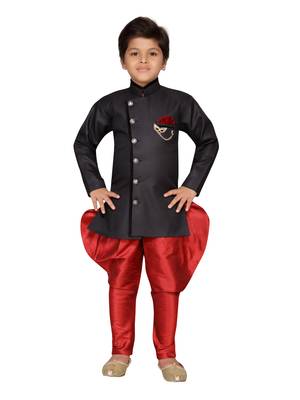 Black plain jute boys-sherwani 1
