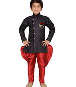 Black plain jute boys-sherwani