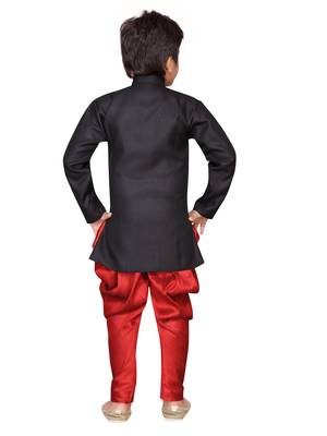Black plain jute boys-sherwani 3