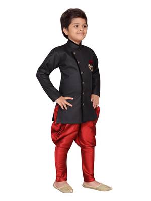 Black plain jute boys-sherwani 4