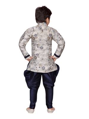 Blue printed silk boys-sherwani 3