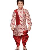 Maroon printed silk boys-sherwani