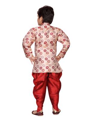 Maroon printed silk boys-sherwani 3