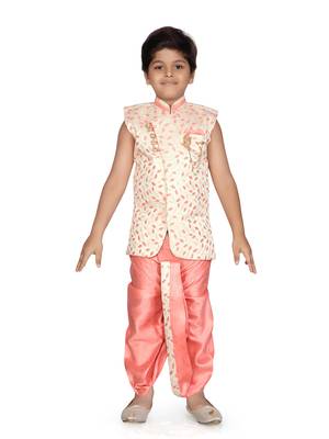Pink printed jaquard boys-kurta-pyjama 1