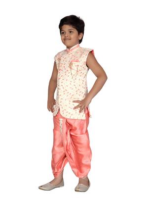 Pink printed jaquard boys-kurta-pyjama 2