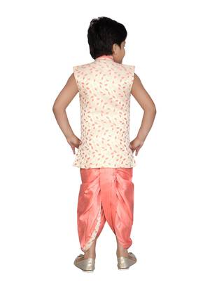 Pink printed jaquard boys-kurta-pyjama 3