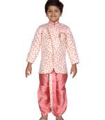 Pink printed jaquard boys-sherwani