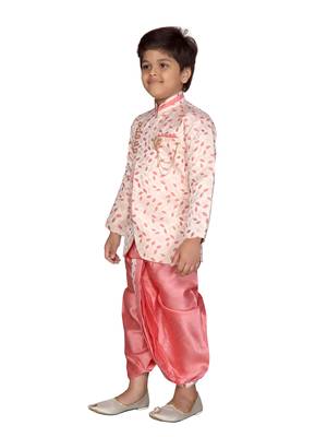 Pink printed jaquard boys-sherwani 2