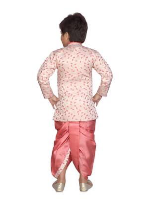 Pink printed jaquard boys-sherwani 3