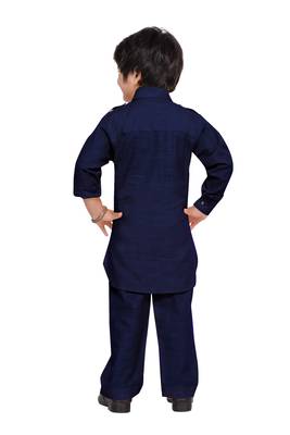 Blue plain cotton boys-kurta-pyjama 3