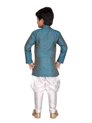 Green printed jaquard boys-sherwani 2