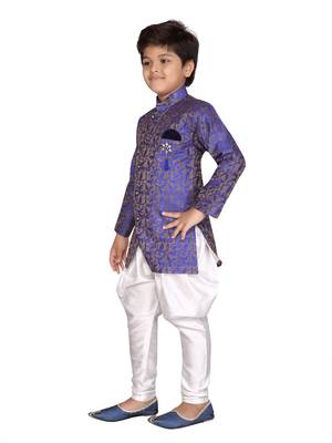 Purple printed jaquard boys-sherwani 2